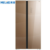 美菱(MELING) 607升 一级能效 风冷无霜双变频 彩晶玻璃面板 自由嵌入雅典娜对开门冰箱BCD-607WPBX