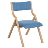 京好 包安装实木便携折叠椅 靠背布艺餐椅电脑会议椅书房椅阳台家用椅 浅蓝麻布 免安装