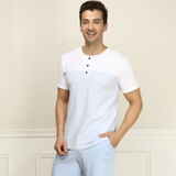 浅休夏季新款男士简约条纹休闲睡衣男夏季短袖