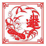 
                                        个性一百双鱼聚福 装饰门贴纸福字窗花过年年画横批绒布窗贴植绒布挂饰年货年画春联 红色 60CM                