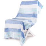 三利 纯棉纱布浴巾 A类标准 婴儿可用 柔软不易掉毛裹身抹胸洗澡巾 70×140cm 青蓝条纹