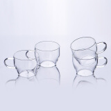 玻璃茶杯小杯子加厚耐热品茗杯带把小花茶杯子透明功夫茶具 雅致四只装