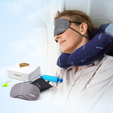 P.Health碧荷 充气U型枕 旅行枕头 飞机枕 午睡枕 旅行三宝套装 u形枕头 u枕 灰色(含竹纤维枕套):“充气枕真的很不错,头部托扶得很好,也不容易掉。以前买的U枕内边缘很宽,容易扎脖子,这个不会。竹纤维的” - 京东