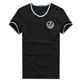 新款短T男士莱卡棉修身T桖印花短袖圆领t恤打