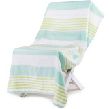 三利 纯棉纱布浴巾 A类标准 婴儿可用 柔软不易掉毛裹身抹胸洗澡巾 70×140cm 森绿条纹