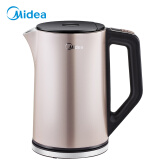 美的（Midea）电水壶 304不锈钢电热水壶 1.5L容量 智能手柄控温 双层防烫烧水壶HE1506b