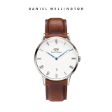 丹尼尔惠灵顿（DanielWellington）时尚手表DW男表38mm银色边皮带男士石英手表带日历1120DW（DW00100087）