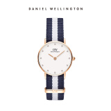 丹尼尔惠灵顿（Daniel Wellington）手表DW女表26mm金色边尼龙带超薄女士石英手表0908DW（DW00100066）