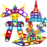 铭塔（MING TA）146件套磁力片儿童积木玩具 百变提拉建构片塑料哒哒搭磁性益智智力收纳盒装