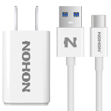 诺希(NOHON) 5V/2.4A双口充电器+Type-C 手机数据线/充电线 白色套装 乐视2/小米45/华为P9 Plus MX6 荣耀8