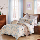 百丽丝 水星家纺出品 全棉斜纹印花床上四件套纯棉 品味时光 床品套件床单被罩 1.8米床