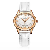 雷迈表（REIMAH）手表 时尚椭圆贝母面白色皮带石英表女表L9006.WWL