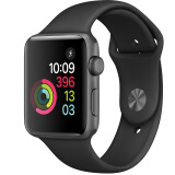 Apple Watch Sport Series 2智能手表（38毫米深空灰色铝金属表壳 黑色运动型表带 GPS 50米防水 A2008）