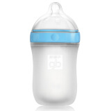 gb好孩子 婴儿硅胶奶瓶 婴幼儿 新生儿 宽口径硅胶奶瓶 母乳质感 L号自控流量奶嘴 6个月以上 240ml 蓝色