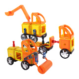 铭塔（MING TA）60件套磁力片 百变提拉建构片儿童积木玩具塑料哒哒搭磁性智力魔磁铁棒 工程系列收纳盒装