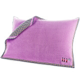 三利 纯棉A面纱布B面毛圈枕巾2条装 52×75cm 布艺包边正反两用枕头毛巾一对 粉紫色
