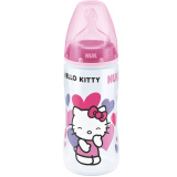 NUK宽口径奶瓶PP塑料婴儿宝宝奶瓶300ml配防胀气硅胶奶嘴(0-6个月硅胶中圆孔)Hello Kitty款粉色【德国进口】