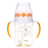 咪呢小熊 婴儿PPSU奶瓶宽口径带手柄新生儿童宝宝吸管奶瓶220ml M6832