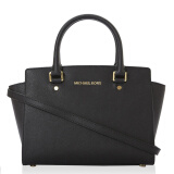 MICHAEL KORS 迈克·科尔斯 MK女包 SELMA系列黑色皮革女士手提单肩斜挎包 30S3GLMS2L BLACK