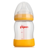 贝亲(Pigeon) 奶瓶 PP奶瓶 新生儿 宽口径PP奶瓶 婴儿奶瓶 160ml（黄色瓶盖）AA81 自然实感SS码奶嘴