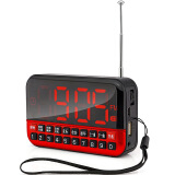月光宝盒 S3 红色 插卡式音箱迷你收音机数码音响老人机 大屏数显时钟扩音器数字可连U盘TF卡