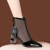2022春秋新款短靴镂空大码尖头网靴粗跟高跟夏季透气凉靴 黑色 37
