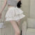 浮泽蛋糕半身裙女白色高腰a字短裙年夏季新款裙小个子百褶裙子 白色 M