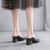 鞋柜（shoebox）达芙妮集团旗下尖头单鞋女粗跟2024新款夏季浅口软皮小跟鞋中跟工 黑色[5厘米][断码特·价] 37