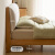 源氏木语实木床橡木卧室双人床简约布艺软包床家用梨白软靠床1.8*2.0米