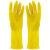 海斯迪克 黄色乳胶手套 防水防滑胶皮橡胶手套 S码10双 