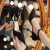 鞋柜（shoebox）达芙妮集团旗下一字带高跟鞋女细跟蝴蝶结温柔仙女鞋浅口法式单鞋 黑色[6cm] 37