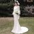 琳玺（LINXI）法式轻婚纱2023新款新娘结婚晚礼服旅拍气质鱼尾修身感小拖尾 米色蕾丝 XS