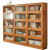 香木语实木书架落地组合柜带玻璃门书柜收纳书橱美式家用储物柜