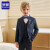 罗蒙儿童西装套装男童主持人花童礼服演出服 蓝线格五件套 130