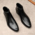 NIUPILI新款切尔西靴男商务加绒保暖尖头高帮皮鞋英伦风工装靴黑色牛皮靴 黑色 41