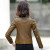 Ousmile 皮衣女23年春季装新款品韩版帅气短款机车皮夹克款小个子皮衣 咖色 XL
