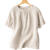 HGAI苎麻女上牌棉麻女装 亚麻高档短袖t恤原单宽松新款洋气装文艺 绿色 M（建议115斤以内）