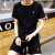 乔丹运动套装男装夏季新款短袖短裤健身房休闲跑步宽松运动服男士T恤 黑色 XL
