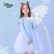 迪士尼童装女童连衣裙年新款儿童爱莎公主裙洋气时髦演出服 梦幻蓝 120cm
