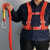 高空作业安全带空调安装国标保险带 防坠安全绳户外五点式双背带 红国标单钩3米