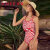 爱慕Aimer内衣花语盛夏女式海滩度假荷叶边性感美背连体泳衣 AM681592红色印花160