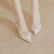 北极绒（Bejirog）法式绸缎单鞋女日常可穿白色伴娘新娘配婚纱婚鞋粗跟成人礼高跟鞋 尖头粗跟婚鞋高跟鞋【38码】