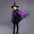 sanlebaby万圣节服装儿童面具女巫披风道具男孩女孩cosplay女童幼儿园演出 紫色女巫披风+帽子+扫把