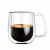 明尚德双层玻璃杯男女办公咖啡杯带把带盖水杯耐热透明茶杯子 杯子+盖子+玻璃勺