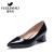 富贵鸟（FUGUINIAO）女鞋粗跟单鞋女皮鞋女中跟工作鞋F76G620-1 黑色 36