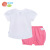 贝贝怡童装夏季婴儿衣服女童纯棉短袖卡通套装两件套162T025 白色(马) 24个月/身高90cm