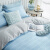大朴（DAPU）套件家纺 A类床品 精梳纯棉四件套 缎纹印花床单被罩 蓝色条纹 1.8米床 220*240cm