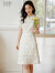 初申新中式短袖连衣裙女复古盘扣设计国风优雅气质旗袍裙子S141Q1373