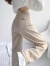 莫代尔卡其色牛仔裤女直筒显瘦高腰2023秋季新款垂感休闲拖地长裤 卡其色 XL_建议126-135斤