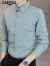 卡帝乐鳄鱼（CARTELO）长袖衬衫男春秋季商务衬衣男士休闲修身打底衫外套 浅绿色 XL